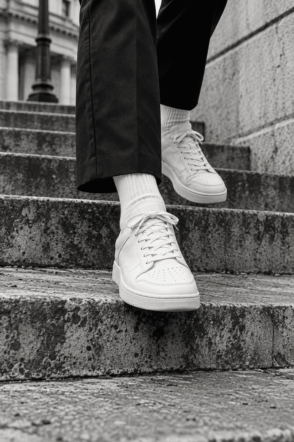 Sneakers worn on a city street